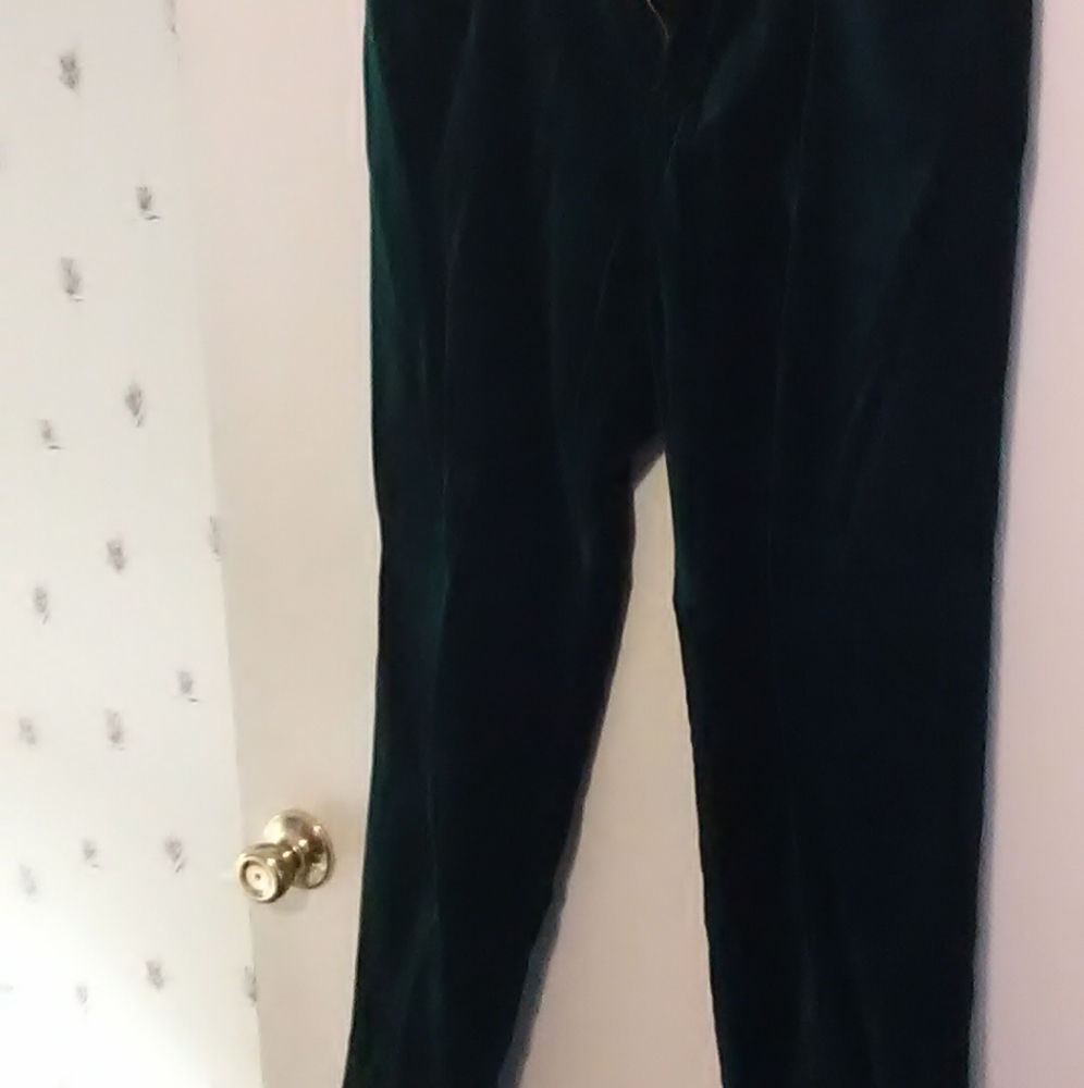 Hunter green velvet vest with matching pants.